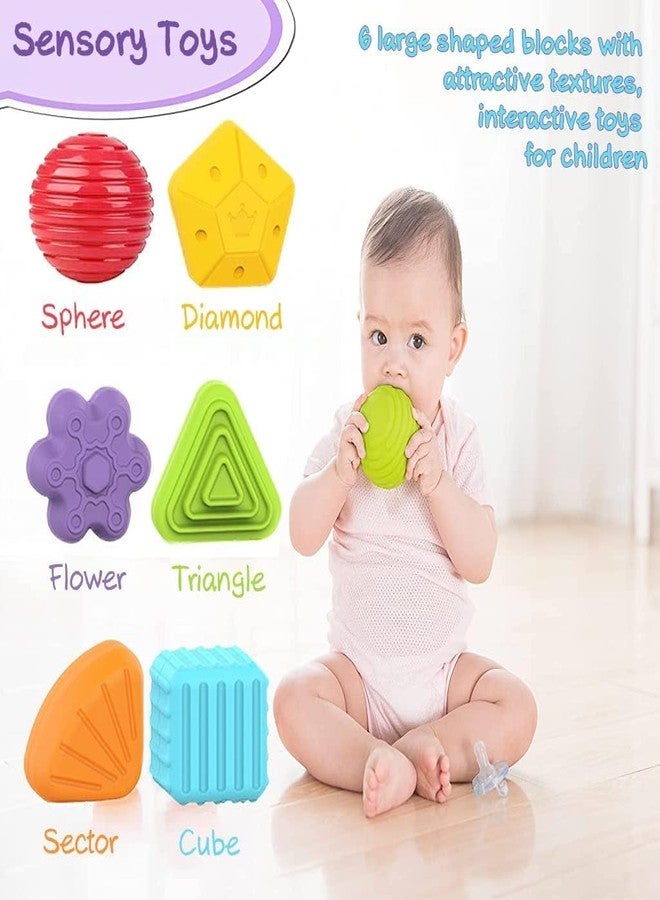 NIYANETAIL Baby Shape Sorting Toy, Colorful Elastic Bands Sensory Shape Sorter Bins with Balls & Blocks, Early Learning Preschool Educational Baby (14 Pcs Shape) (Shape Sorting Toy Set of 6) - Image 2